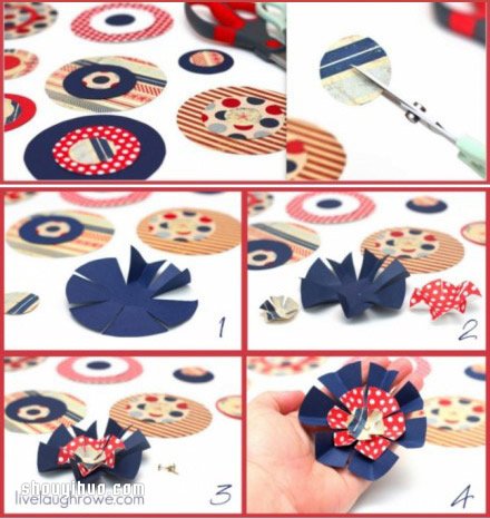 英伦风可爱色彩剪纸花手工制作图解教程 -  www.shouyihuo.com