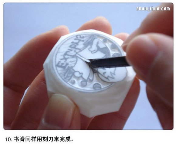 小女孩图案橡皮章藏书票DIY手工制作图解 -  www.shouyihuo.com