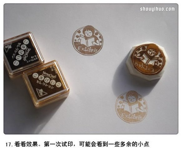 小女孩图案橡皮章藏书票DIY手工制作图解 -  www.shouyihuo.com