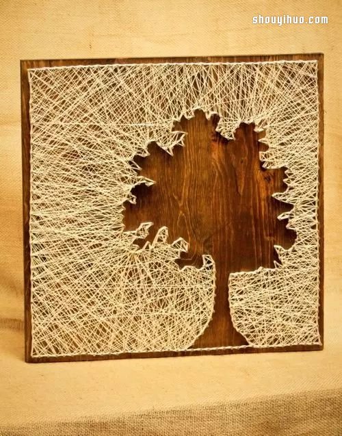 String Art艺术 利用钉子和线DIY装饰画 -  www.shouyihuo.com