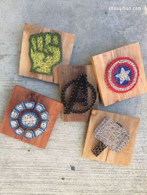 String Art艺术 利用钉子和线DIY装饰画 -  www.shouyihuo.com