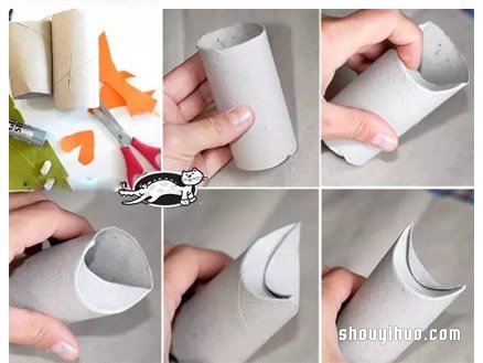 卫生纸卷筒制作狐狸的方法，贼兮兮很可爱 -  www.shouyihuo.com
