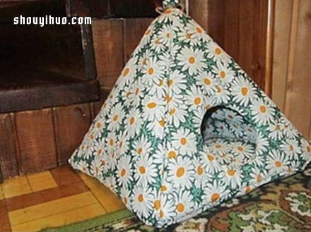 利用瓦楞纸和不织布制作可爱的猫窝图解教程 -  www.shouyihuo.com