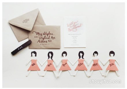 剪纸制作可爱连环小人贺卡的方法图解教程 -  www.shouyihuo.com