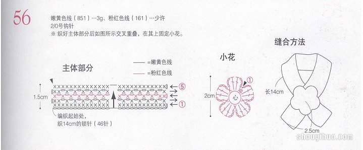 迷你款针织宝宝手套、围巾、披肩针法图解