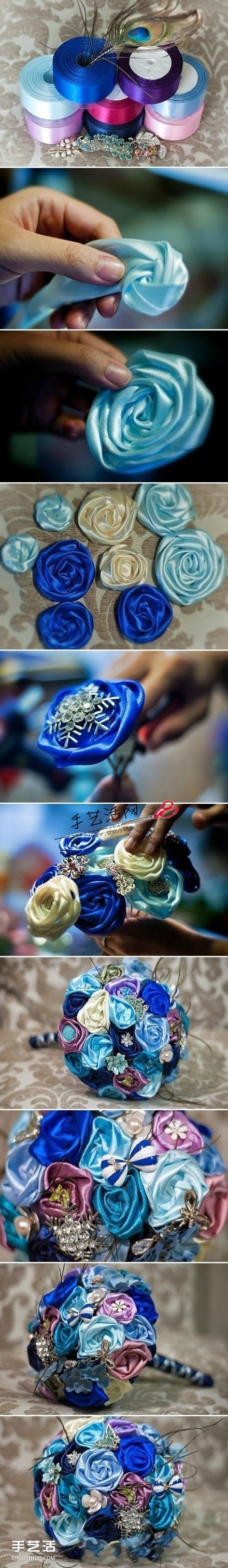 七款不织布美美捧花DIY手工制作图解教程 -  www.shouyihuo.com