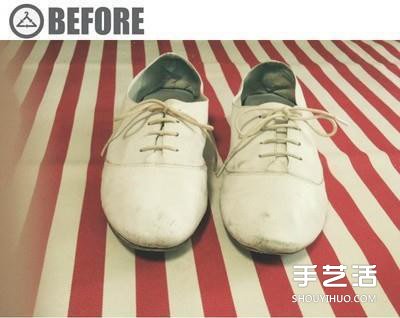 白色旧鞋子手绘改造DIY图解教程 -  www.shouyihuo.com
