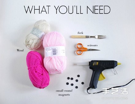 毛线球冰箱贴手工制作 简单冰箱贴手工DIY教程 -  www.shouyihuo.com