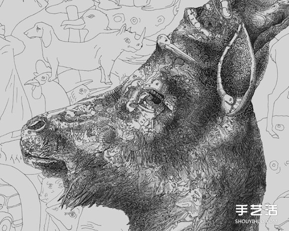 细节藏在近观处，百幅插画绘制而成的画作 - www.shouyihuo.com