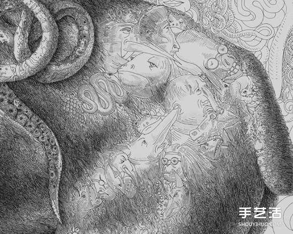 细节藏在近观处，百幅插画绘制而成的画作 - www.shouyihuo.com