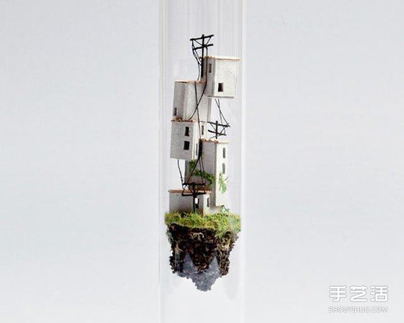 硬纸板和树枝变废为宝 DIY玻璃试管中的世界 -  www.shouyihuo.com