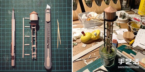 硬纸板和树枝变废为宝 DIY玻璃试管中的世界 -  www.shouyihuo.com