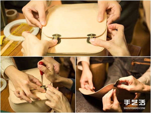 暖暖日式经典皮革小书包DIY手工制作图解教程 -  www.shouyihuo.com