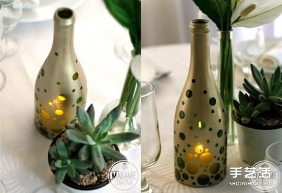 啤酒瓶废物利用DIY手工制作精美烛台的方法 -  www.shouyihuo.com