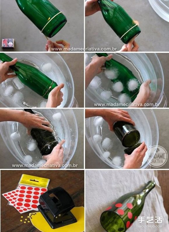 啤酒瓶废物利用DIY手工制作精美烛台的方法 -  www.shouyihuo.com