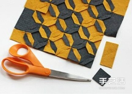 拼布杯垫DIY制作教程 带图案杯垫布艺手工制作 -  www.shouyihuo.com