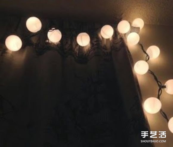 破掉的乒乓球废物利用DIY制作节日装饰灯带 -  www.shouyihuo.com