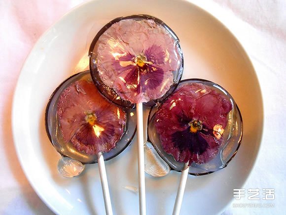 把花瓣藏进棒棒糖里 赏心悦目的花朵甜点DIY -  www.shouyihuo.com