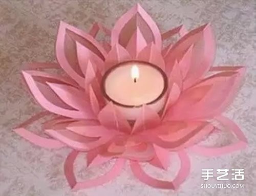 莲花烛台的制作方法 剪纸制作莲花烛台图解 -  www.shouyihuo.com
