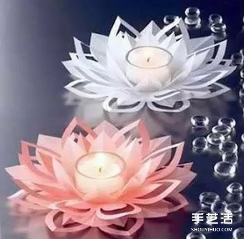 莲花烛台的制作方法 剪纸制作莲花烛台图解 -  www.shouyihuo.com