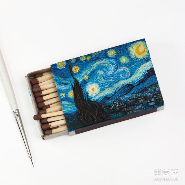 微型艺术：在火柴盒上手绘梵高经典画作 -  www.shouyihuo.com