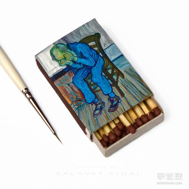 微型艺术：在火柴盒上手绘梵高经典画作 -  www.shouyihuo.com