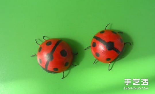 简单幼儿小手工：乒乓球制作七星瓢虫的方法 -  www.shouyihuo.com
