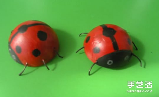 简单幼儿小手工：乒乓球制作七星瓢虫的方法 -  www.shouyihuo.com