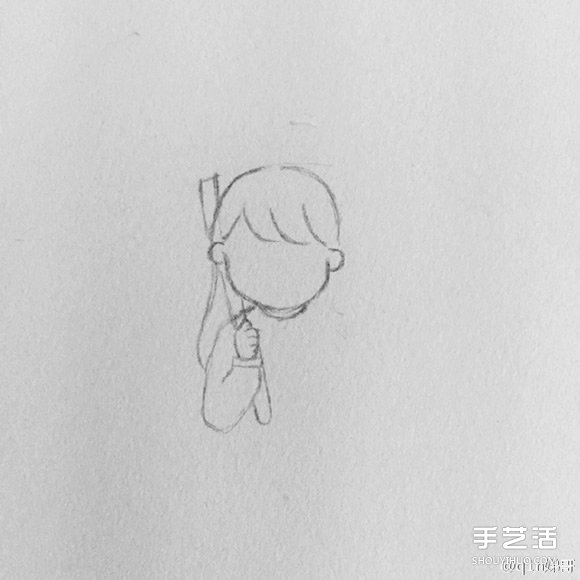 雨中打伞的小女孩简笔画画法图片教程 - www.shouyihuo.com