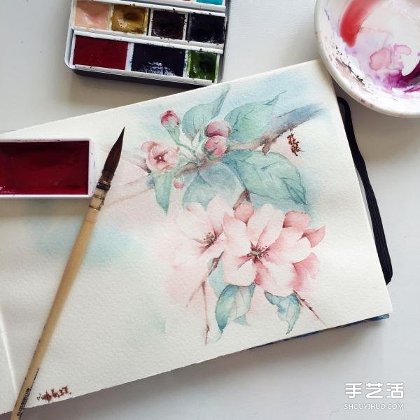 水彩画画花的步骤图片 花朵水彩画的技法教程 -  www.shouyihuo.com