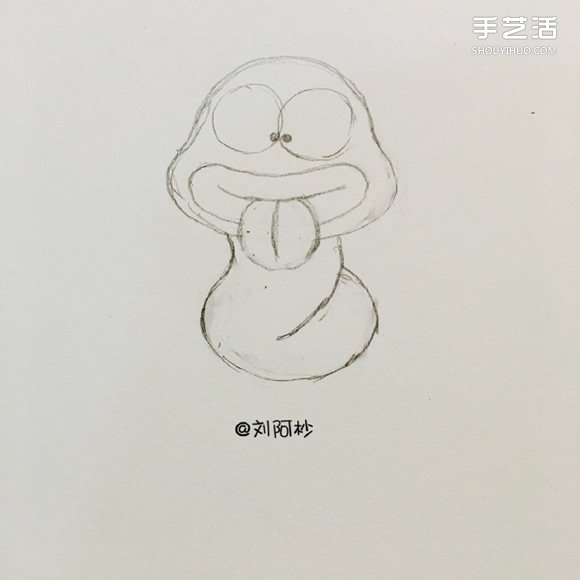 搞笑卡通胖蛇简笔画的画法图片教程 - www.shouyihuo.com