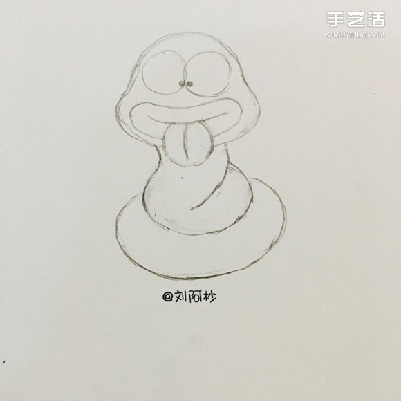 搞笑卡通胖蛇简笔画的画法图片教程 - www.shouyihuo.com