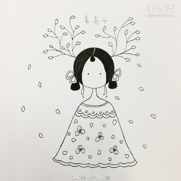 美丽女孩彩铅画的画法 彩色铅笔画女孩教程 - www.shouyihuo.com