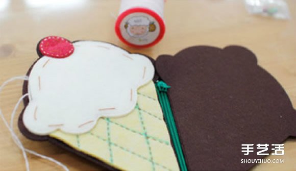 不织布冰激凌零钱包制作 手工布艺零钱包DIY -  www.shouyihuo.com