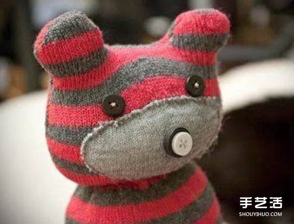 袜子小熊手工制作教程 毛绒小熊用袜子做图解 -  www.shouyihuo.com
