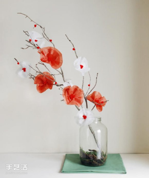 纸花盆景DIY教程 手工假花盆景制作图解 -  www.shouyihuo.com