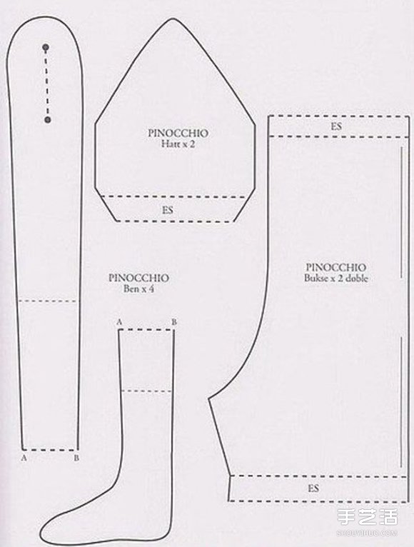 不织布匹诺曹娃娃DIY 手工布艺制作匹诺曹人偶 -  www.shouyihuo.com