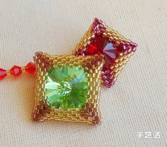 方形串珠饰品DIY教程 手工串珠宝石饰品制作 -  www.shouyihuo.com