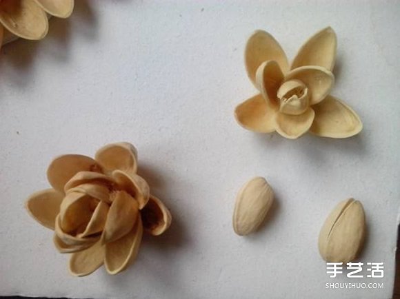 开心果壳创意粘贴画 开心果壳粘贴荷花装饰画 -  www.shouyihuo.com