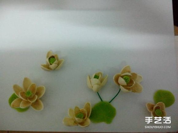开心果壳创意粘贴画 开心果壳粘贴荷花装饰画 -  www.shouyihuo.com