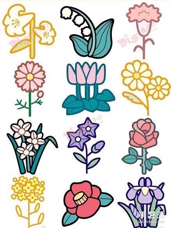 彩色手账简笔画素材 可爱手账素材简笔画图片 -  www.shouyihuo.com