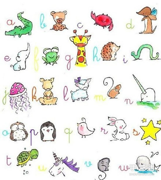 可爱动物简笔画手账素材图片 黑白彩色全有！ -  www.shouyihuo.com