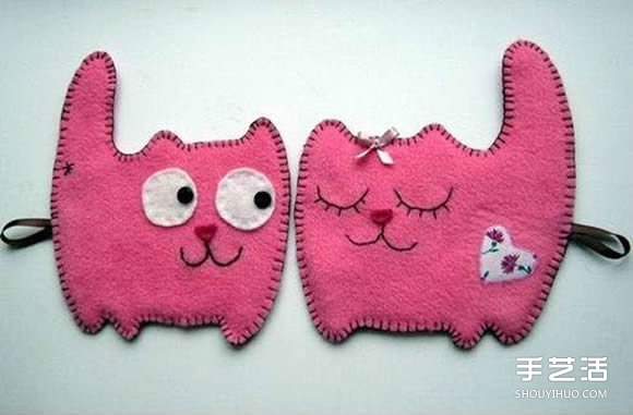 不织布猫咪挂件制作 简单布艺猫咪挂饰DIY图纸 -  www.shouyihuo.com