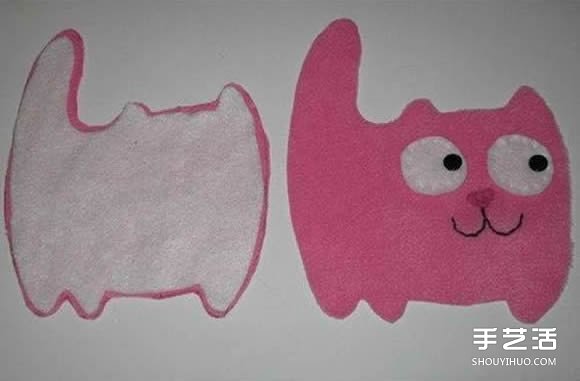 不织布猫咪挂件制作 简单布艺猫咪挂饰DIY图纸 -  www.shouyihuo.com