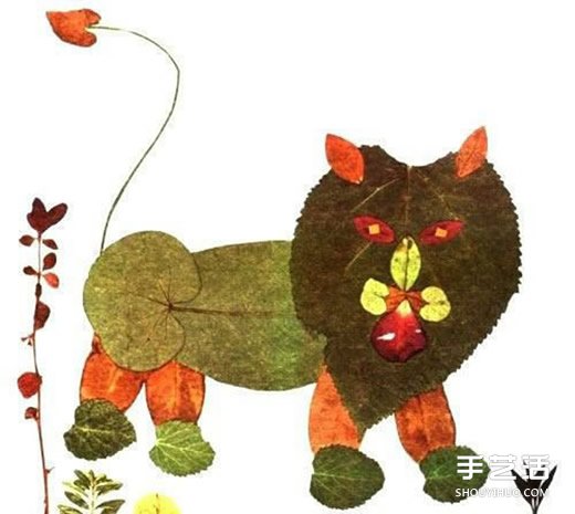 优秀树叶贴画欣赏 幼儿园树叶粘贴画获奖作品 -  www.shouyihuo.com