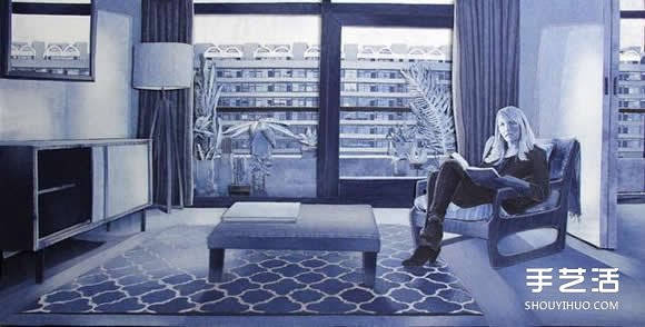 旧牛仔裤作为创作材料 写实风格牛仔布拼贴画 -  www.shouyihuo.com