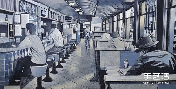 旧牛仔裤作为创作材料 写实风格牛仔布拼贴画 -  www.shouyihuo.com