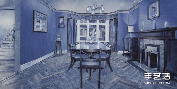 旧牛仔裤作为创作材料 写实风格牛仔布拼贴画 -  www.shouyihuo.com