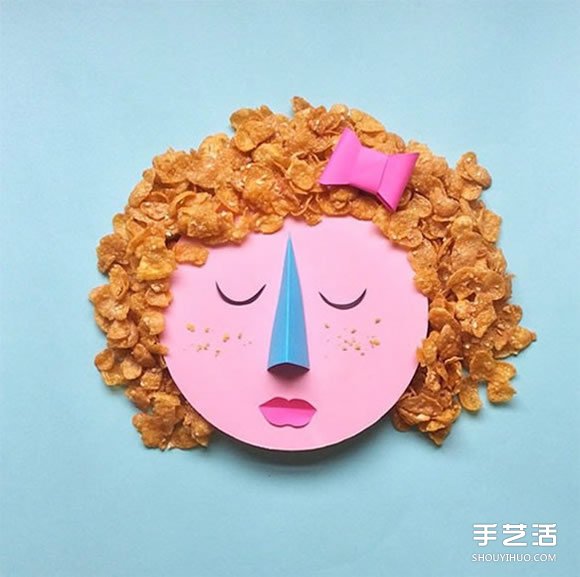 做自己擅长的事 食物和卡纸DIY创意人物肖像 -  www.shouyihuo.com