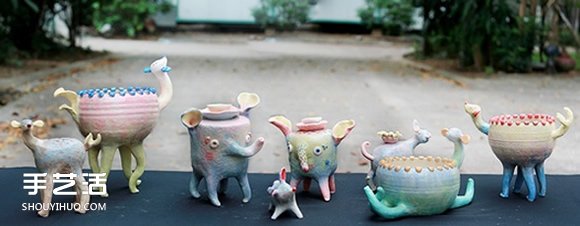 以可爱小动物为原型的手工陶瓷作品图片欣赏 -  www.shouyihuo.com